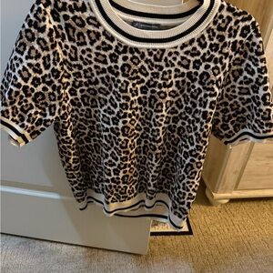 Adrianna Papell Knit Sweater with Black and Cream Accents